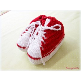 Tênis de Crochê All Star Vermelho para Bebê